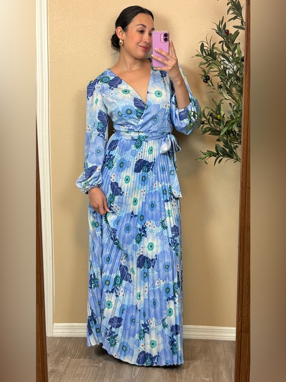 Madison Tara | $119 R Blue Floral Wrap Maxi Dress
